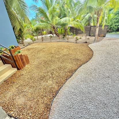 Decorative gravel estate landscaping